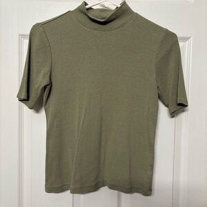 Olive green mock turtle neck top